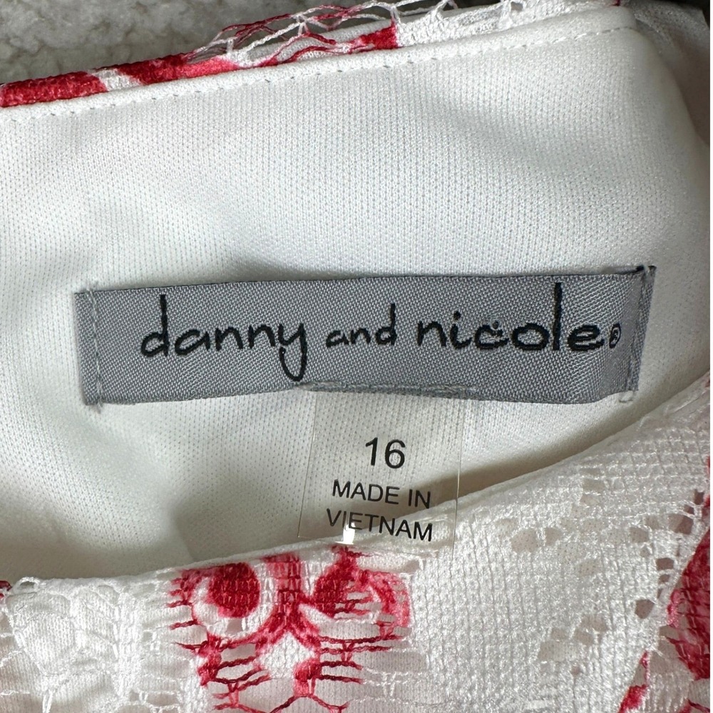 Danny and Nicole Lace Ombre Fit Flare Dress Womens 16 Red White Cocktail Party - Picture 4 of 12